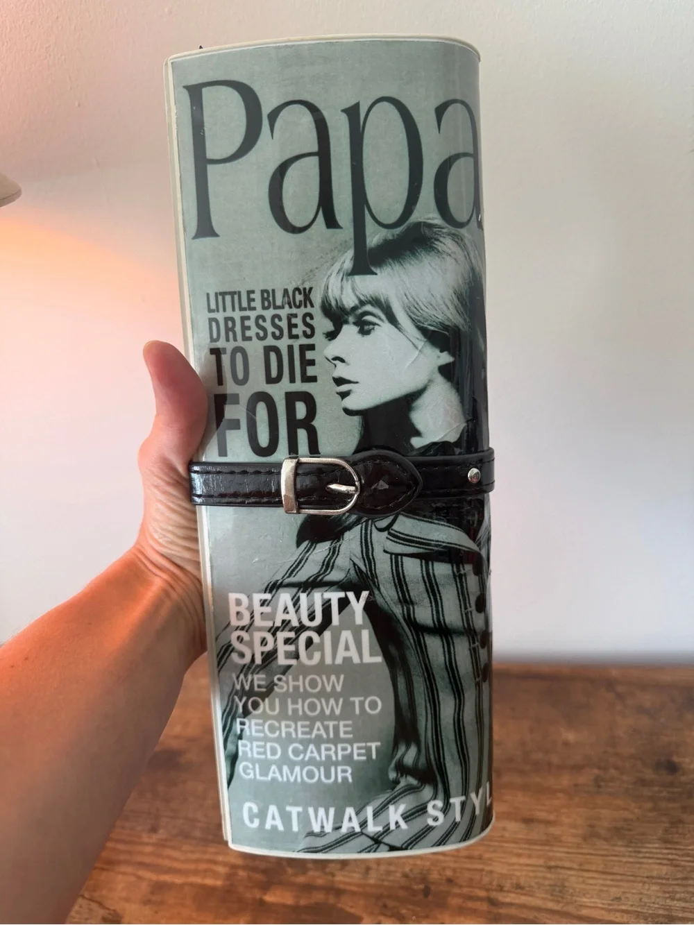 Vintage 1970 Paparazzi Whimsigoth Magazine Roll Clutch Design Purse